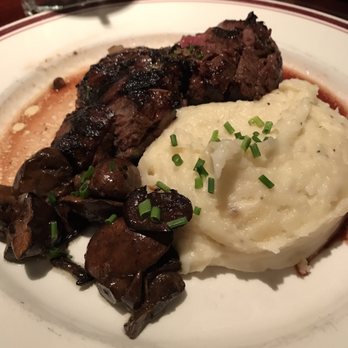 Mike's American - Hanger steak, mushrooms and mashed potatoes (garlic, per special request!) - American Near Me - Springfield, Virginia