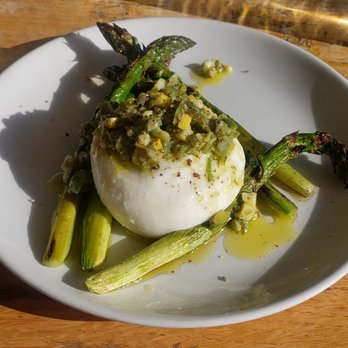 Bantam - BURRATA with wood oven asparagus, Meyer lemon and green olives $15 - Pizza Near Me - Santa Cruz, California Bantam - BURRATA with wood oven asparagus, Meyer lemon and green olives $15 - Pizza Near Me - Santa Cruz, California
