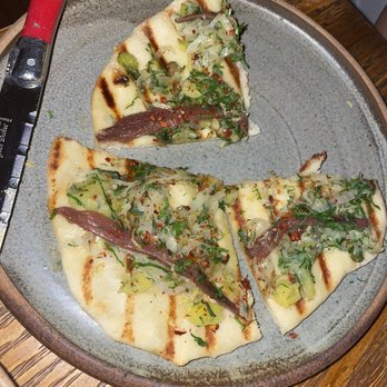 Alice - Naan, charcoal grilled, anchovy, leeks, aleppo - New American Near Me - Philadelphia, Pennsylvania