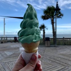 The Boardwalk Snack & Ice Cream - Small pistachio soft serve ice cream cone