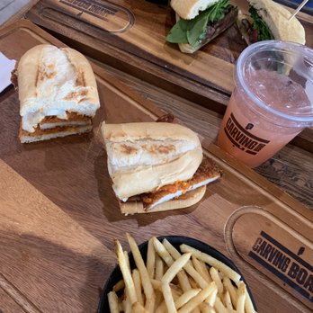 The Carving Board - Chicken Parm panko fried chicken, marinara, fresh mozzarella and fried basil on a french roll - Sandwiches Near Me - Burbank, California