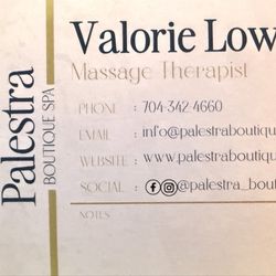 Palestra Boutique Spa - Valorie Lowe Business Card