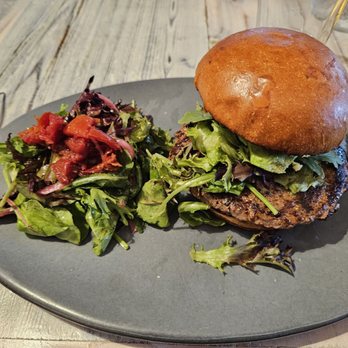 Tribe at Riverwalk - Elk burger.. perfectly cooked and seasoned. - New American Near Me - Castle Rock, Colorado