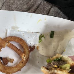 this was so good I forgot to take a photo  but it was a bacon burger with onion rings $13