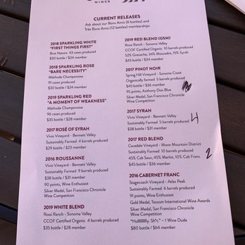 Sosie Wines - Great menu! - Wine Tasting Room Near Me - Sonoma, California Sosie Wines - Great menu! - Wine Tasting Room Near Me - Sonoma, California
