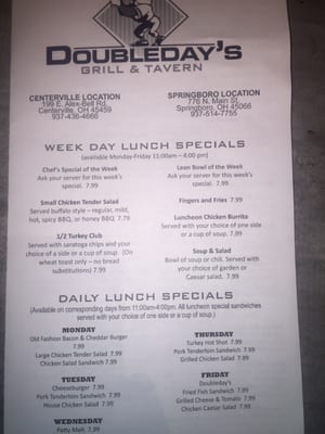 Menu photo 4 DoubleDay's Grill & Tavern Springboro, OH