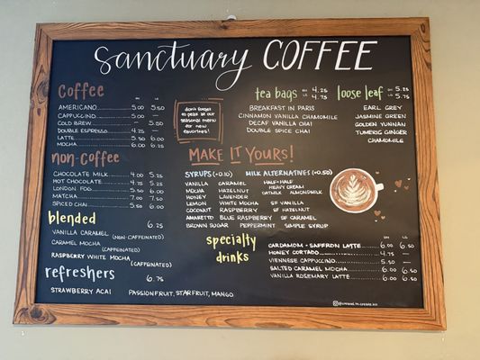 Menu photo 2 Sanctuary Coffee Refuge Fresno, CA Menu photo 2 Sanctuary Coffee Refuge Fresno, CA