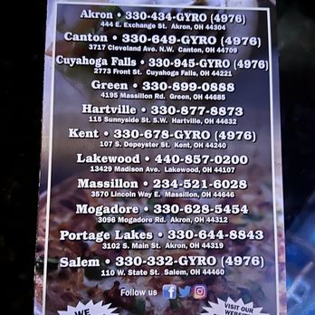 EuroGyro - a menu for a restaurant - Pizza Near Me - Kent, Ohio