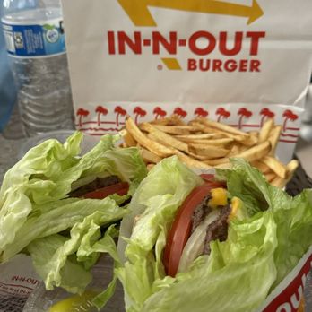 In-N-Out Burger - Dbl Dbl cheeseburger and Cheeseburger with protein style and fries! - Burgers Near Me - Redondo Beach, California