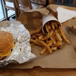 Five Guys - Double cheeseburger with tomato, grilled onion, BBQ sauce, and a small fry. It's time to eat...