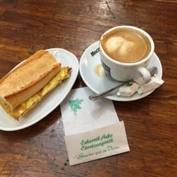 Haritza - Small sandwich and Americano coffee.