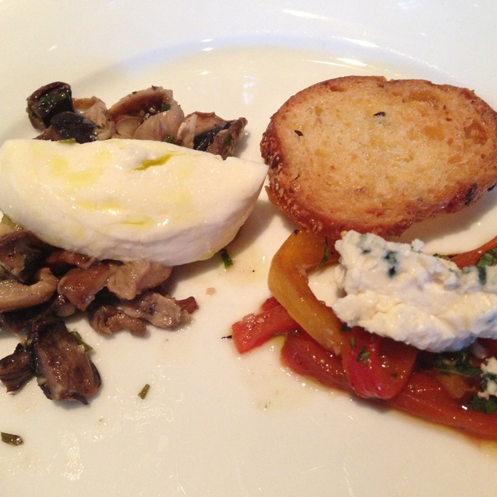 Cafe Maxx - Blue cheese, roasted peppers, olives, cherry tomatoes &crostini/ mozzarella & mushrooms combo - Seafood Near Me - Pompano Beach, Florida Cafe Maxx - Blue cheese, roasted peppers, olives, cherry tomatoes &crostini/ mozzarella & mushrooms combo - Seafood Near Me - Pompano Beach, Florida