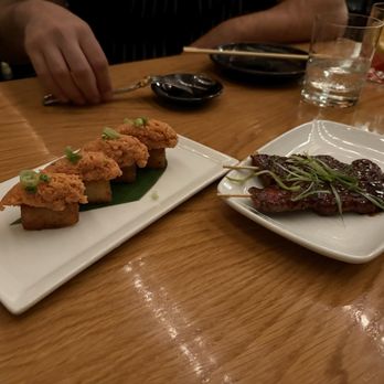 Taisho - Wagyu skewers and crispy rice with salmon - Sushi Bars Near Me - Sherman Oaks, California Taisho - Wagyu skewers and crispy rice with salmon - Sushi Bars Near Me - Sherman Oaks, California