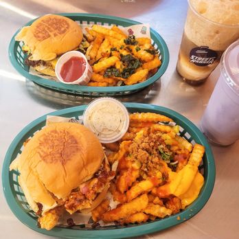 Street Hawker - Krapow attack, float, general tao crusher, turbo fries with jade goddess sauce on the side, and ube milkshake. - Asian Fusion Near Me - Vancouver, British Columbia Street Hawker - Krapow attack, float, general tao crusher, turbo fries with jade goddess sauce on the side, and ube milkshake. - Asian Fusion Near Me - Vancouver, British Columbia