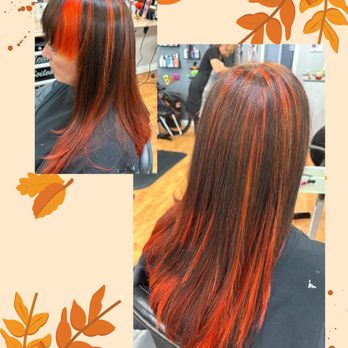 All Pro Cuts - "Bold orange and black hair serving major spooky vibes " by Alayna - Kids Hair Salons Near Me - Yuba City, California All Pro Cuts - "Bold orange and black hair serving major spooky vibes " by Alayna - Kids Hair Salons Near Me - Yuba City, California
