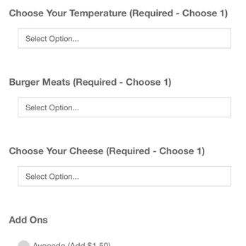 Empire Burger - The only options to select are the meat, cheese and temperature - notice none of these options say "no bun" - Burgers Near Me - Breckenridge, Colorado Empire Burger - The only options to select are the meat, cheese and temperature - notice none of these options say "no bun" - Burgers Near Me - Breckenridge, Colorado