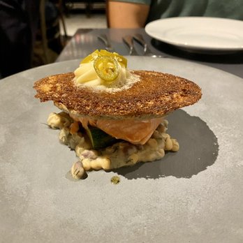Gunshow - Trout with Johnny cake - New American Near Me - Atlanta, Georgia Gunshow - Trout with Johnny cake - New American Near Me - Atlanta, Georgia