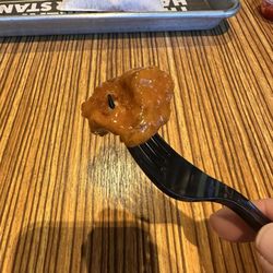 Boneless wings about the size of a quarter.
