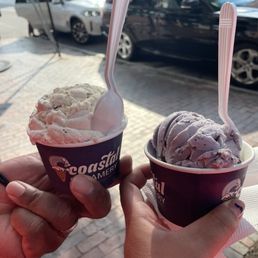 Small coconut ice cream cup and small maine blueberry cup Small coconut ice cream cup and small maine blueberry cup