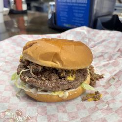 Pit Stop BBQ & Burgers - Cheese Burger with chopped brisket