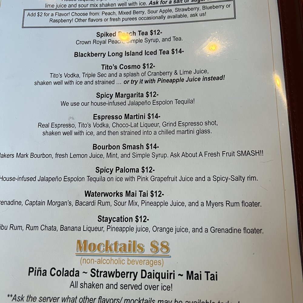 Waterworks Restaurant & Pub - Drink menu - Pubs Near Me - Rockland, Maine Waterworks Restaurant & Pub - Drink menu - Pubs Near Me - Rockland, Maine