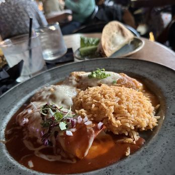 Javier's - Chili relleno Cheese enchilada  Rice and beans - Mexican Near Me - Irvine, California