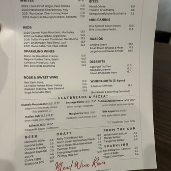 Blend Wine Room - Menu - Wine Bars Near Me - Visalia, California