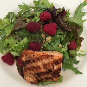 Roots Restaurant and Bar - Greens with raspberry vinaigrette, topped with raspberries and pine nuts, grilled salmon - New American Near Me - Camas, Washington Roots Restaurant and Bar - Greens with raspberry vinaigrette, topped with raspberries and pine nuts, grilled salmon - New American Near Me - Camas, Washington