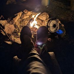 Gooney Creek Campground - Hanging by a small fire... Someone left a few pieces of firewood... It was perfect!