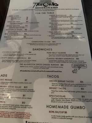 Menu photo 1 The Oaks Restaurant & Bar Katy, TX Menu photo 1 The Oaks Restaurant & Bar Katy, TX