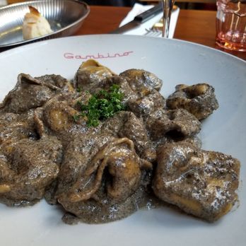Gambino - TO DIE FOR! Mushroom tortellini with back truffle cream sauce - Italian Near Me - Paris, 75