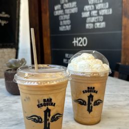 Iced americano and Carmel frappe Iced americano and Carmel frappe