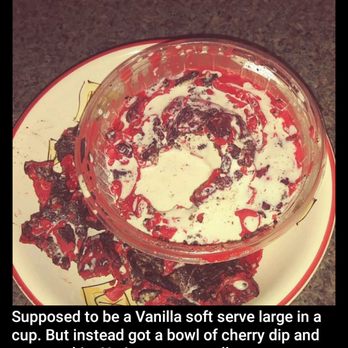 The Barn Icecream - Should have been vinalla soft serve with cherry dip and oreo. But istead got a bowl.of cherry dip and oreo. - Ice Cream & Frozen Yogurt Near Me - Methuen, Massachusetts The Barn Icecream - Should have been vinalla soft serve with cherry dip and oreo. But istead got a bowl.of cherry dip and oreo. - Ice Cream & Frozen Yogurt Near Me - Methuen, Massachusetts