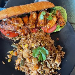 Island Girl Cafe - Jerk sandwich and dirty rice