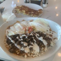 Chilaquiles Rojos & hash brown Chilaquiles Rojos & hash brown