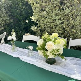 white table arrangement