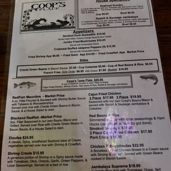 Coop's Place - menu - Cajun/Creole Near Me - New Orleans, Louisiana