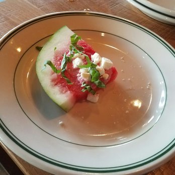 101 Craft Kitchen - This is the watermelon, w/ feta cheese, lime and basil sprinkles...my mouth had a house party. Not your average watermelon - Gastropubs Near Me - Gahanna, Ohio