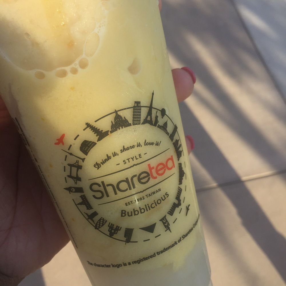 Sharetea - Peach Tea with Ice Cream and Lychee - Bubble Tea Near Me - Redlands, California