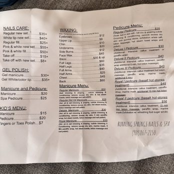 Running Springs Nails & Spa - Menu - Nail Salons Near Me - Running Springs, California Running Springs Nails & Spa - Menu - Nail Salons Near Me - Running Springs, California