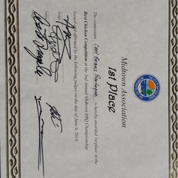 Cool Beans Barbeque and Catering - Our award winning Chicken certificate