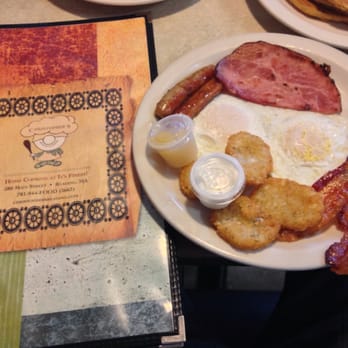 Christopher's Restaurant - Christopher's Sampler - two eggs, ham, two strips of bacon, two sausage, potato pancakes and toast. - Breakfast & Brunch Near Me - Reading, Massachusetts Christopher's Restaurant - Christopher's Sampler - two eggs, ham, two strips of bacon, two sausage, potato pancakes and toast. - Breakfast & Brunch Near Me - Reading, Massachusetts