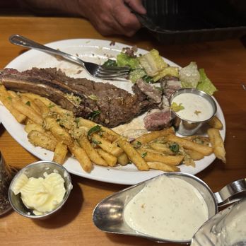 Cattlemens Steakhouse - That was what was left After he ate!   Oh, and the sourdough bread and the salad was fabulous - Steakhouses Near Me - Redding, California