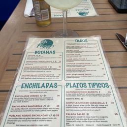 Margarita and menu