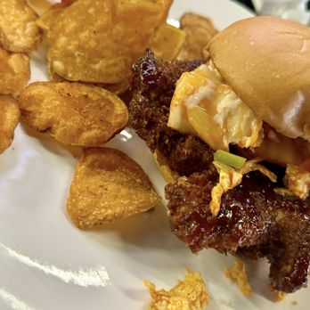 The Ball Park - Korean Fried Chicken Sandwich with House Chips - Batting Cages Near Me - Blaine, Minnesota The Ball Park - Korean Fried Chicken Sandwich with House Chips - Batting Cages Near Me - Blaine, Minnesota