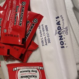 a variety of packets of food
