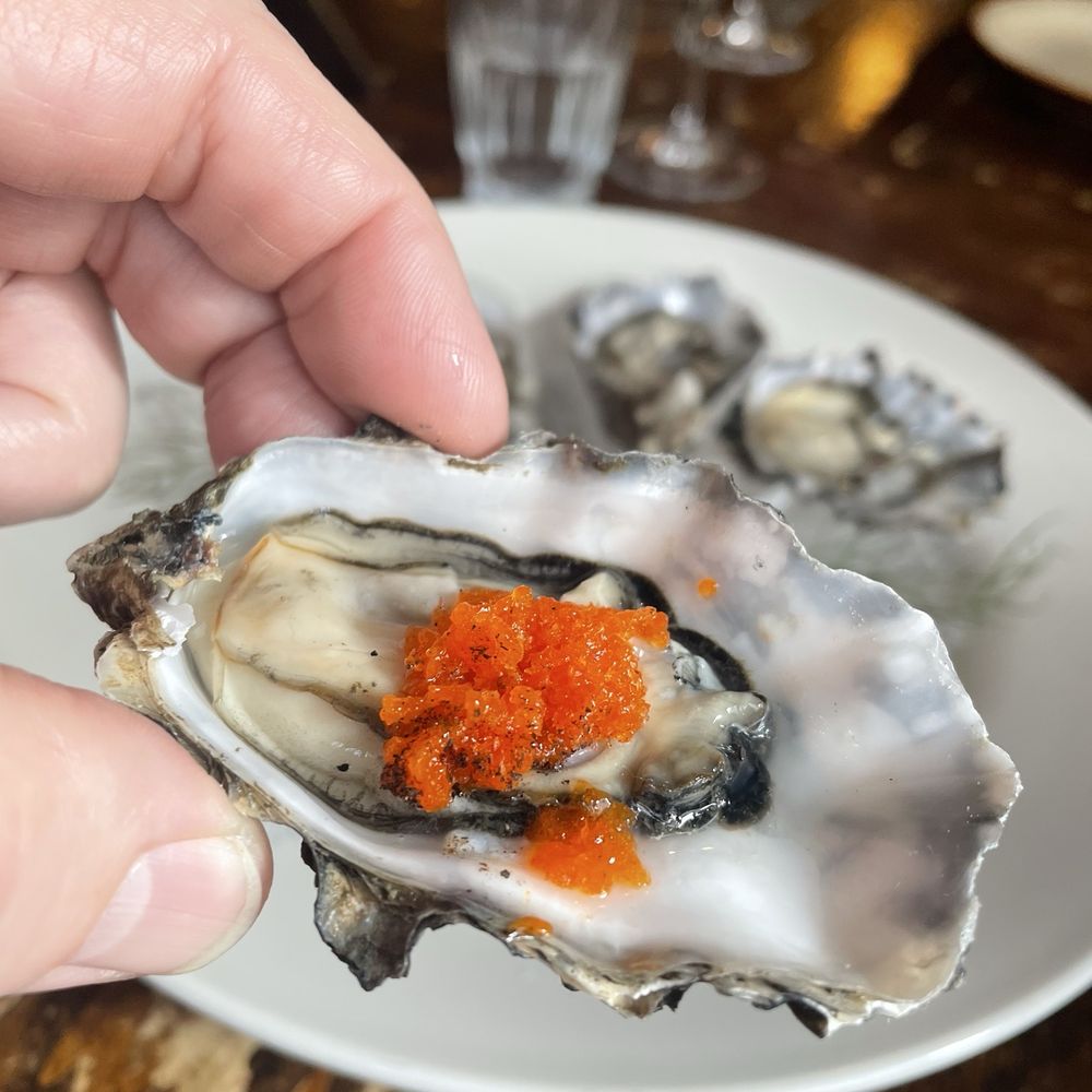 Higgins Restaurant - Select Pacific oysters on the half shell With a spicy granita with black pepper. Dynamite. - French Near Me - Portland, Oregon Higgins Restaurant - Select Pacific oysters on the half shell With a spicy granita with black pepper. Dynamite. - French Near Me - Portland, Oregon