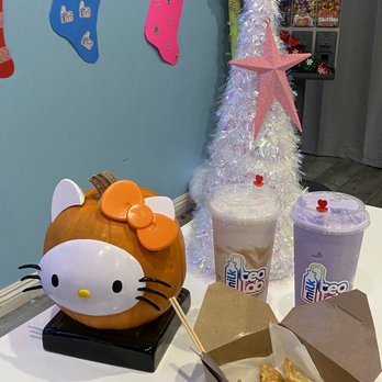 Milk Tea Lab - L to R: Taro Ball Drink, Ube Yama Drink & Free Potstickers (limited time only) - Bubble Tea Near Me - Concord, California Milk Tea Lab - L to R: Taro Ball Drink, Ube Yama Drink & Free Potstickers (limited time only) - Bubble Tea Near Me - Concord, California