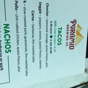 Pyramid Ale Taproom - This menu is LITERAL. When it says barbacoa and fire roasted salsa, THAT'S IT!!! - Beer Bar Near Me - Oakland, California Pyramid Ale Taproom - This menu is LITERAL. When it says barbacoa and fire roasted salsa, THAT'S IT!!! - Beer Bar Near Me - Oakland, California