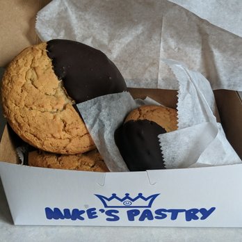 Mike's Pastry - Giant soft peanut butter cookie dipped in chocolate - Bakeries Near Me - Boston, Massachusetts Mike's Pastry - Giant soft peanut butter cookie dipped in chocolate - Bakeries Near Me - Boston, Massachusetts